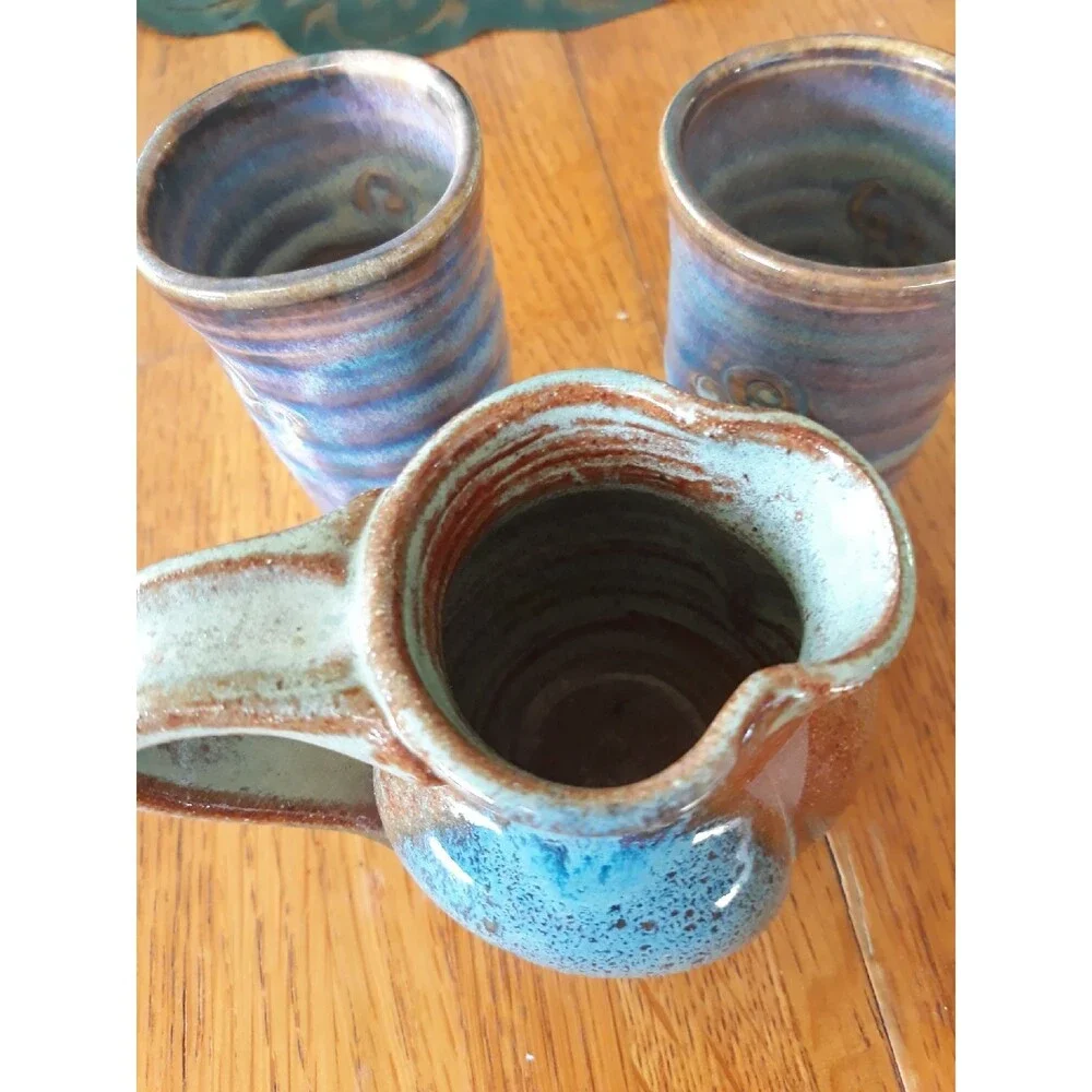 Small Vase And Cups 3pcs 3-1/4